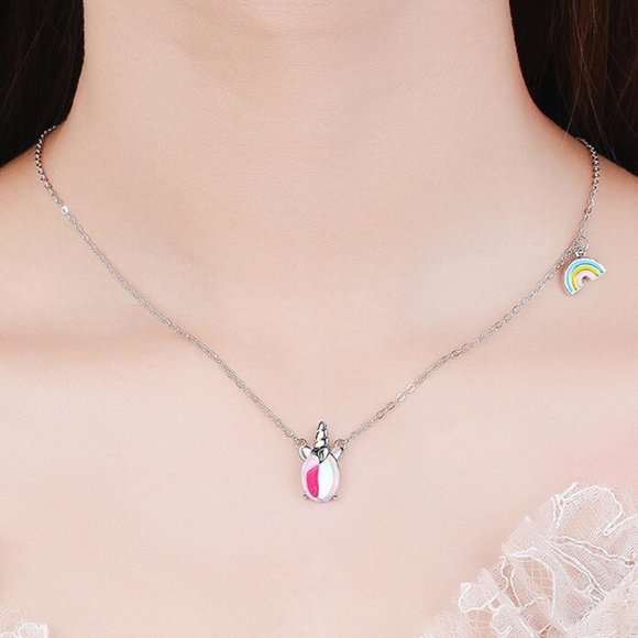 NEW 925 Sterling Silver Moonstone Unicorn Necklace - Picture 6 of 9